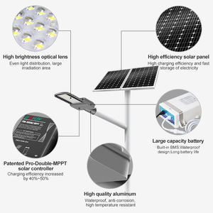 <span class=keywords><strong>Lampadaires</strong></span> solaires LED séparés BOSUN 80W 100W pour extérieur, IP65, avec contrôleur MPPT, en aluminium, en promotion - Product Image 4