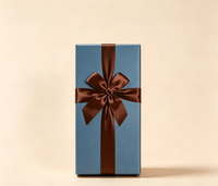 Boîte cadeau de luxe vide pour chocolats, rigide, personnalisée, imprimée quadricolore, avec fermeture magnétique et couvercle à nœud en ruban satiné marron