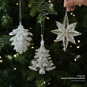 LINGKAI Transparent Acrylic Christmas Hanging Ornaments Ballet Dancer Deer Tree <b>Snowflake</b> Shape Xmas Tree Pendant - Product Image 4