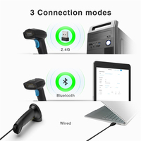 Escáner de Código de Barras 1D 2D Inalámbrico de Mano 2.4G, Lector de Códigos QR, USB para Inventario, Terminal POS