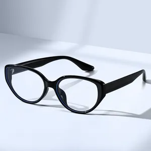 新しいファッショナブルなTR90厚手のフレームアイウェアキャットアイグラスハイエンドプレーンアンチブルーライト眼鏡フレーム女性