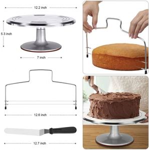 Herramienta Giratoria Redonda de Aleación de Aluminio Plateada para Decoración de Pasteles de Cumpleaños y Bodas, Venta al Por Mayor Personalizada - Product Image 5