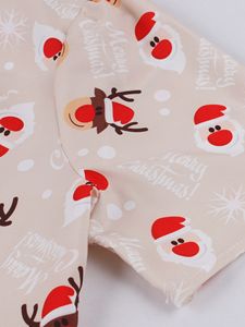 Abito stampato natalizio a maniche corte con collo quadrato Casual per feste eleganti - Product Image 3