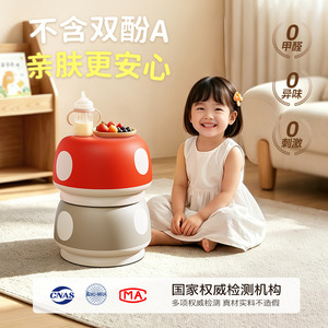 Childrens <b>Stool</b> Mushroom Shape <b>Plastic</b> 30x30x19cm For Home Living Room Bathroom Toilet Seat With Table Set - Product Image 4