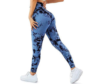 नायलॉन स्पैन्डेक्स महिलाओं कुचलना बट उठाने लेगिंग उच्च Waisted कसरत जिम योग पैंट टाई डाई सहज संपीड़न चड्डी - Product Image 2