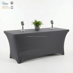 ผ้าคลุมโต๊ะกันรอยขีดข่วน สีดำ ขนาด 8 ฟุต ผลิตจากผ้าสแปนเด็กซ์ เป็นมิตรกับสิ่งแวดล้อม กันน้ำ ปรับแต่งได้ ยืดหยุ่นพอดี สำหรับงานแสดงสินค้า - Product Image 1