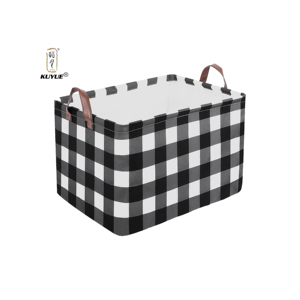 Kuyue Hiện Đại Lưu Trữ Cube Hộp Trâu Sọc Ca Rô Đóng Mở <span class=keywords><strong>EVA</strong></span> Da Vải Không Thấm Nước Giỏ Xử Lý Tủ Quần Áo Có Thể Gập Lại Lưu Trữ Bin - Product Image 1