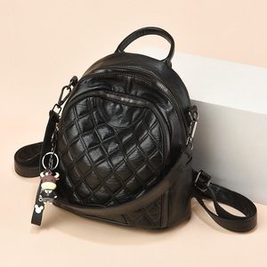 Travel <b>Backpack</b> Dual-Purpose <b>Large</b> Capacity Women's Waterproof PU Zipper Arcuate Shoulder Strap <b>School</b> Mother Softback - Product Image 2