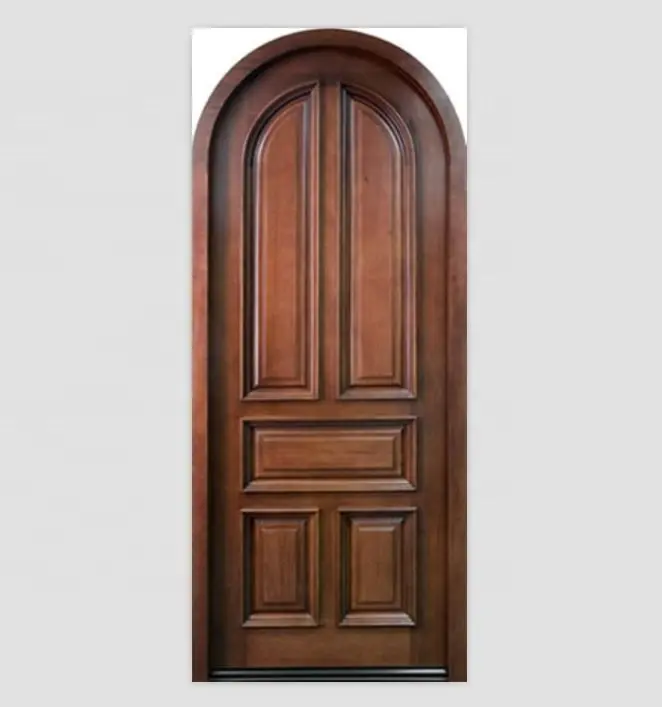 5 panel luxury interior round top doors walnut wood bedroom doors with handle and lock