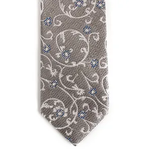 Cravates personnalisées en tissu jacquard italien de haute qualité pour hommes hommes soie boucle fil gris Paisley vente en gros - Product Image 1