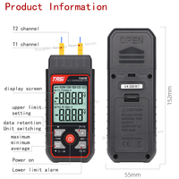 Termómetro de Termopar Tipo K de Doble Canal TA611A/B con Sonda de Contacto de Alta Precisión para Temperatura Superficial