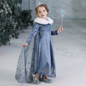 Abito da principessa <span class=keywords><strong>Frozen</strong></span> <span class=keywords><strong>Elsa</strong></span> e Anna da ragazza in stile europeo 2021 - Product Image 4