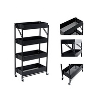 Vente en gros Chariots de cuisine modernes et durables Étagère pliable à 4 niveaux Chariot utilitaire roulant Étagère de rangement