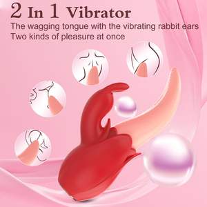 Impermeabile Doppia Stimolazione per Adulti Giocattolo Del Sesso Femminile Ginnoso G Spot Lingua Leccare Vibrante Vibratore Coniglio per le Donne - Product Image 2