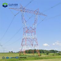 Tour de transmission en treillis d'acier pour avertissements aériens, tour à 4 poteaux en acier cornière, revêtement HDG pour projets de lignes électriques