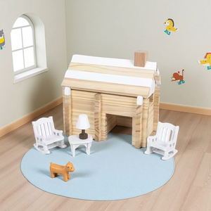 Blocs de construction <span class=keywords><strong>en</strong></span> bois massif écologiques pour <span class=keywords><strong>maison</strong></span> <span class=keywords><strong>en</strong></span> rondins, jouet Montessori unisexe pour l'apprentissage précoce, jeu de construction, cadeau pour les tout-petits - Product Image 2