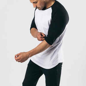 เสื้อยืดแขน3/4สำหรับเล่นกีฬาฟิตเนสเสื้อยืดพิมพ์ลายสกรีนโลโก้ของผู้ชาย - Product Image 4