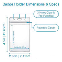 Porte-badge rétractable en gros, porte-carte d'identité double face vertical en PVC transparent