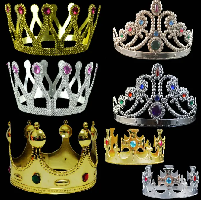 Halloween props adult children king crown prince crown tiara queen princess for show party