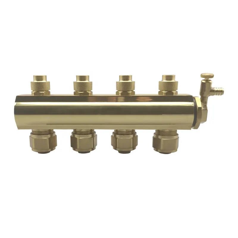 Floor heating Manifold  Brass Forged Body Polished PEX Pipe Brass Water Manifold