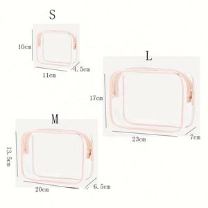 Sacs de maquillage transparents personnalisés S M L, conformes aux normes des aéroports et compagnies aériennes, sacs de voyage transparents en gros pour articles de toilette - Product Image 6