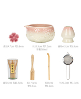 Nouvel ensemble de thé matcha japonais en céramique écologique de luxe à fleurs de cerisier, 7 pièces, bol, fouet à thé, chapeau, outil