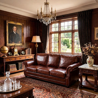 Ensemble de canapés capitonnés en cuir véritable de luxe, meubles modernes pour salon avec chaise longue, table basse et table d'appoint