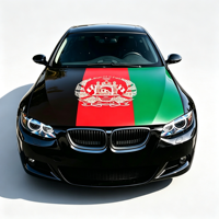 Housse de capot de voiture personnalisée en tissu élastique 100 % polyester avec drapeau de l'Afghanistan, résistante aux UV, et housse de rétroviseur pour la décoration de voiture