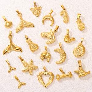 Collier pendentif cœur tendance en acier inoxydable plaqué or 18 carats, <span class=keywords><strong>série</strong></span> Océan Européen et Américain, vente en gros, idéal pour cadeau - Product Image 2