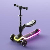 Trottinette pour enfants, trottinette à pousser pliable, design moderne, lumineuse, 3 roues, hauteur réglable, trottinette pour bébé