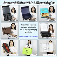 Boîte de Rangement Portable Crown Win Recycle Box, Boîte à Maquillage, Boîte à Montre Magnétique Noire, Coffret Cadeau de Luxe avec Poignée, Boîtes en Papier et Mousse