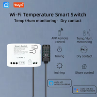Interrupteur intelligent Tuya pour la température et l'humidité, relais passif, contact sec, thermostat, moniteur de température, capteur compatible Alexa