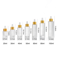 Flacon Compte-gouttes Cylindrique en Verre Givré Personnalisé de 10ml, 15ml, 30ml, 40ml, 50ml, 60ml, 80ml, 100ml, 120ml pour Huile, Flacons Compte-gouttes Dorés