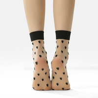 Chaussettes en nylon élastique respirantes à pois de couleur personnalisée, style vintage, avec dentelle à la cheville, idéales pour le quotidien et les soirées.