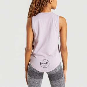 Camiseta sin mangas de algodón informal para mujer, personalizada con logotipo, de alta calidad, transpirable, ecológica, de longitud regular, tejido acanalado suave para entrenamiento - Product Image 4