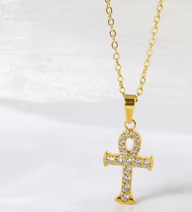 Colar com Pingente Crucifixo de Zircônia Cúbica Micro Cruzada em Aço Inoxidável - Joia Religiosa de Fé - Lançamento Quente - Product Image 2