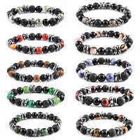 Bracelet en Pierres Naturelles Mélangées Irrégulières 10 mm de Haute Qualité, Bijou Tendance Cadeau pour Hommes et Femmes