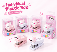 Mini Agrafeuse Tête de Chat Mignonne MIAX, Boîte de Présentation de 16 Pièces, Papeterie Kawaii pour l'École, le Bureau et les Cadeaux