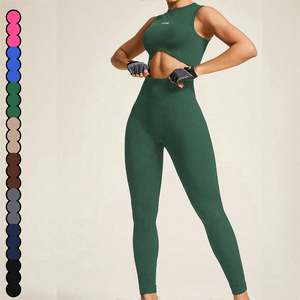 Da <span class=keywords><strong>donna</strong></span> <span class=keywords><strong>sostenibile</strong></span> 2 pezzi Set Yoga pesca stretto Hip <span class=keywords><strong>abbigliamento</strong></span> sportivo per Fitness da corsa traspirante tinta unita senza soluzione di continuità - Product Image 2