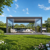Einziehbare Aluminium-Lamellenpergola mit Motorisierung, LED-Beleuchtung, Wasserdicht, für Garten und Außenbereich, Pavillon-Überdachung, Großhandel ab Werk
