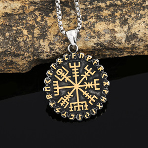yunnique Nordic Style Viking Letter Compass Stainless Steel <b>Necklace</b> For Men Gift Jewelry - Product Image 2