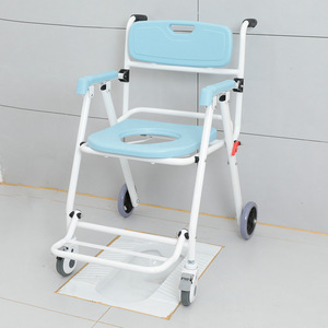 Chaise de toilette pliante en alliage d'aluminium avec roulettes pour personnes âgées et femmes enceintes, utilisation au lit ou sous la douche, capacité de charge de 150 kg - Product Image 3