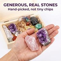 Set de Cristales Curativos, 16 Cristales de Chakra para Aliviar el Estrés/ansiedad, Caja de Regalo de Madera + Collar Árbol de la Vida + Selenita Amatista