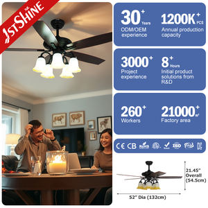 พัดลมเพดาน1stshine สไตล์วินเทจใบมีด5ใบสวิตช์รีโมทคอนโทรลไม้อัดพัดลมเพดานมีไฟและรีโมท - Product Image 1