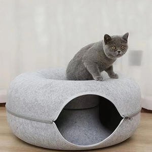 Lit rond en feutre pour animaux de compagnie, nid pour <span class=keywords><strong>chat</strong></span>, disponible en quatre saisons, intérieur, détachable, repos, jeu, tunnel moderne pour <span class=keywords><strong>chat</strong></span>, 2 en <span class=keywords><strong>1</strong></span>, interactif - Product Image 3