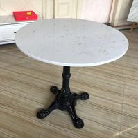 Meubles de restaurant de café moderne Table à manger ronde en marbre avec base en métal fer