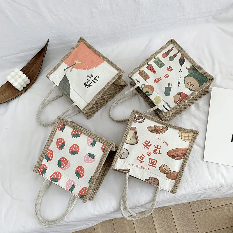 Portable canvas bag handbag lovely ins bag female 2020 new Japanese students' lunch bag