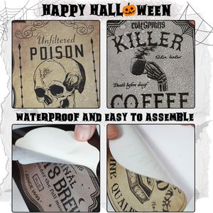 Etiquetas para Botellas de <span class=keywords><strong>Vino</strong></span> con Diseños de Vampiro, Zombi, Sangre, Boticario, <span class=keywords><strong>Veneno</strong></span>, Calabaza, Araña y Jugo, Duraderas, Impermeables, Ecológicas y Reutilizables - Product Image 3