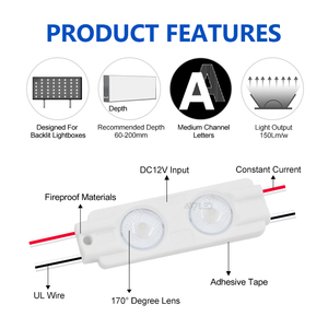 UL List High Efficiency 2 Led Lamp 7000K Back Lit Injection Small <b>Letter</b> Sign SMD2835 DMX Led 3M Adhesive Tape Led <b>Light</b> Module - Product Image 2