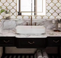 HZX Carrelage en mosaïque de marbre de style moderne en forme d'éventail Décoration murale pour villa Finition de surface polie